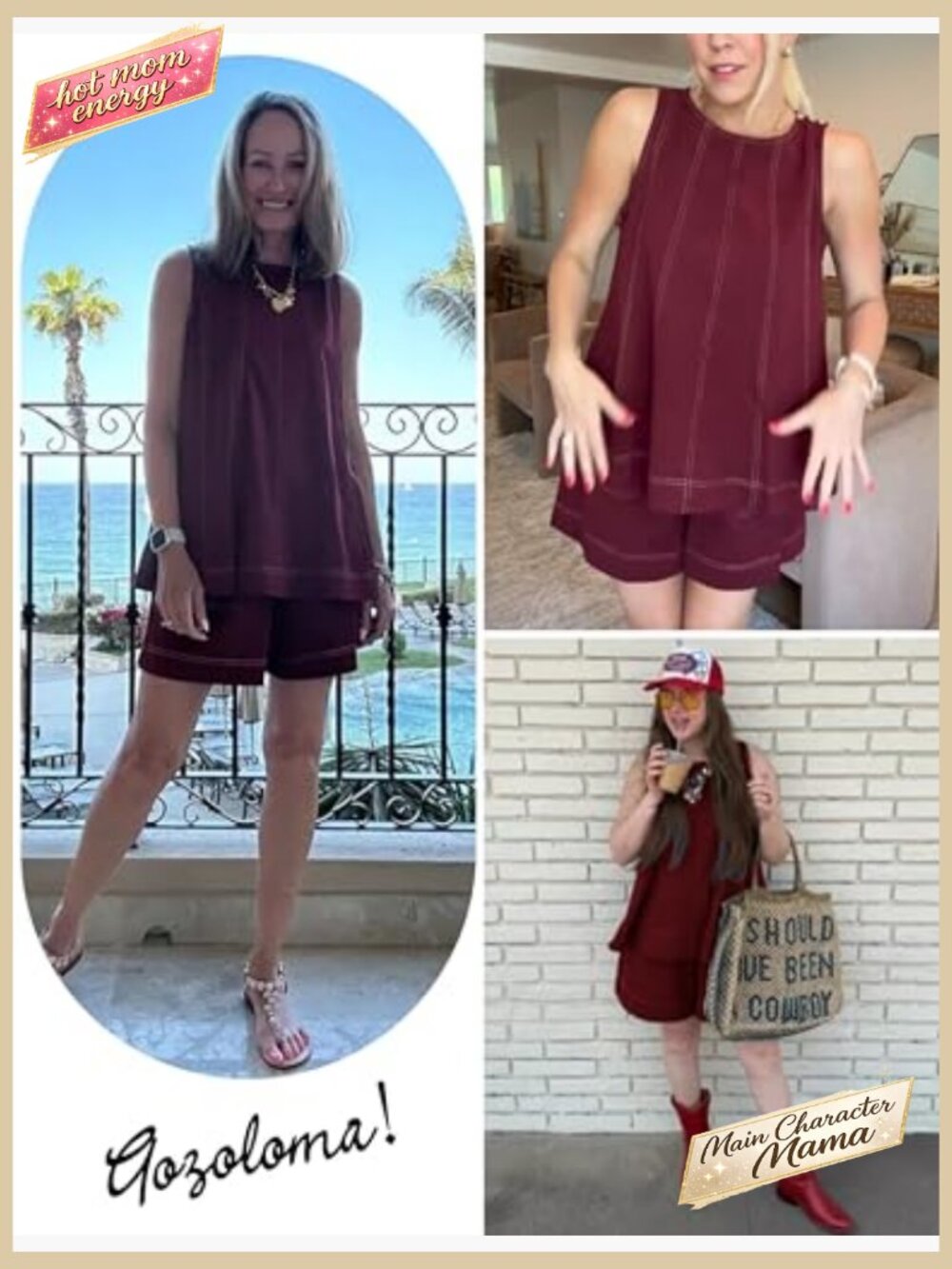 Sleeveless Matching Set A Line Tank Top High Waist Shorts with Pockets - Picture 3 of 7